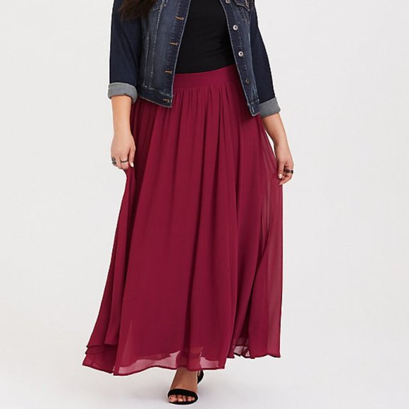plus size chiffon maxi skirt
